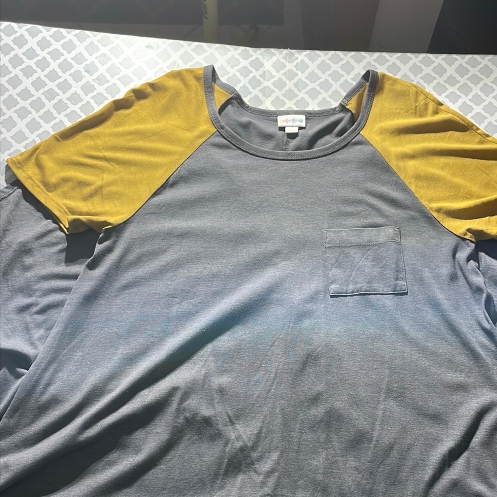 Colorblock Raglan Men's Shirt - Gray and Yellow